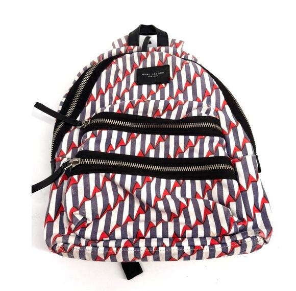 Marc Jacobs Handbags - MARC JACOBS Paris Kiss Denim Backpack Red White Blue Cotton & Leather